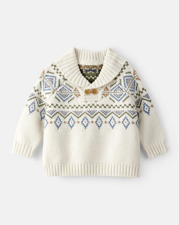 Baby Boy Fair Isle Sweater - Cream, 