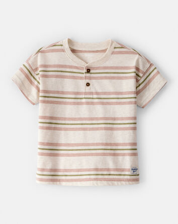 Toddler Boy Striped Short-Sleeve Henley Tee - Tan, 