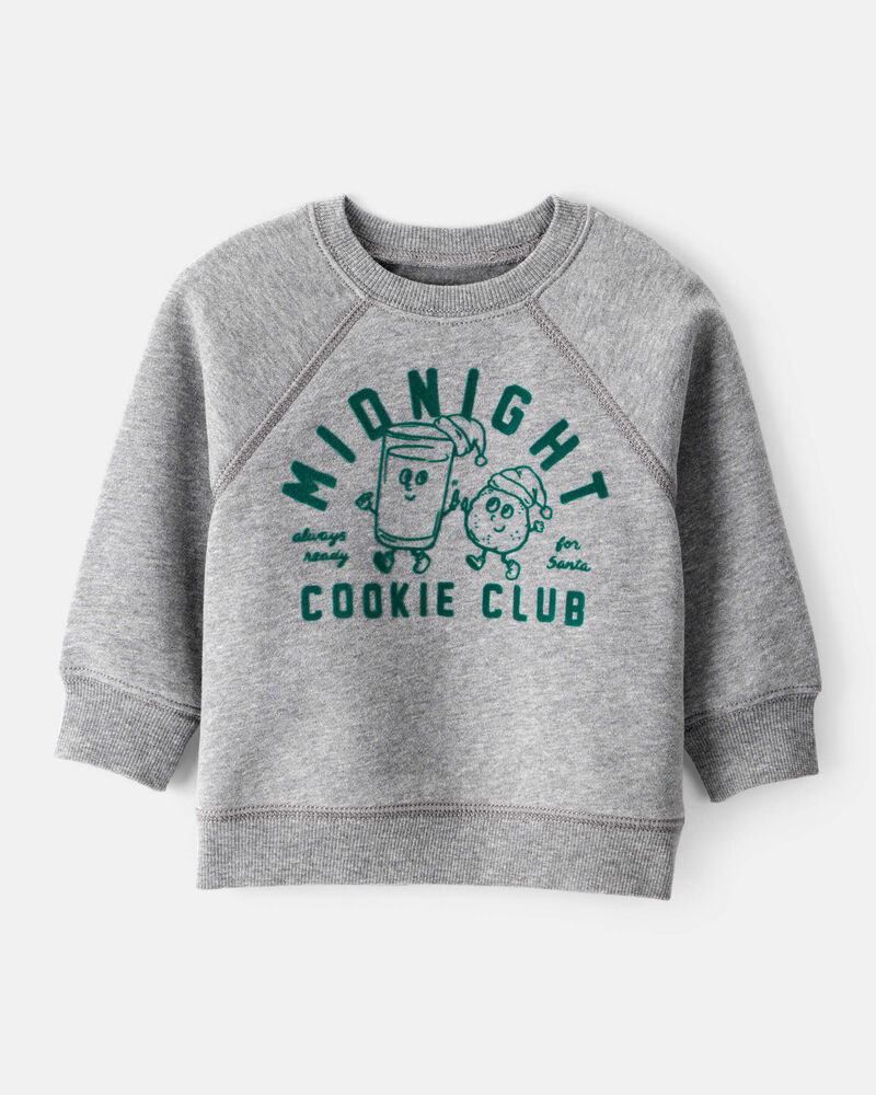 Baby Boy DayDream Fleece Midnight Cookie Club Long-Sleeve Pullover Sweatshirt - Grey, image 1 of 4 slides