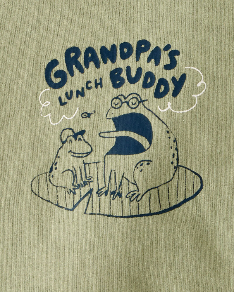 Baby Boy Grandpa's Lunch Buddy Frog Cotton Long-Sleeve Graphic Bodysuit - Green, image 2 of 3 slides