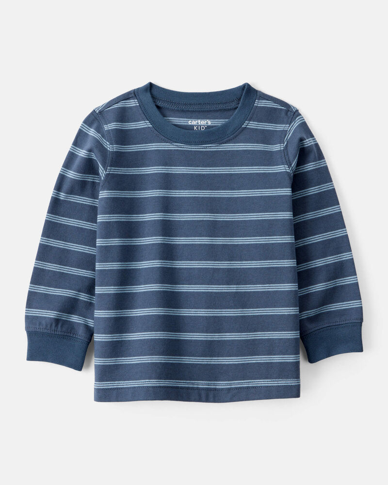 Baby Boy Striped Long-Sleeve Tee - Navy, image 1 of 3 slides