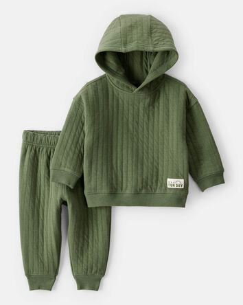 Baby Boy 2-Piece Hooded Tee & Pant Set - Olive, 