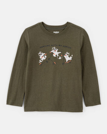 Toddler Boy Raccoon Long-Sleeve Graphic Tee - Green, 