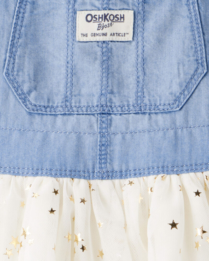 Toddler Girl Chambray Tulle Skirtall - Blue/Cream, image 3 of 4 slides