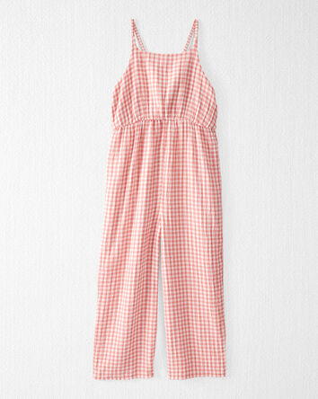 Kid Organic Cotton Gauze Gingham Jumpsuit, 