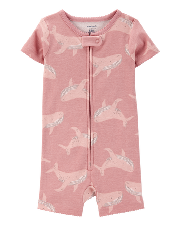 Toddler Girl Whale Print Snug Fit Cotton 1-Piece Pajamas - Pink, 
