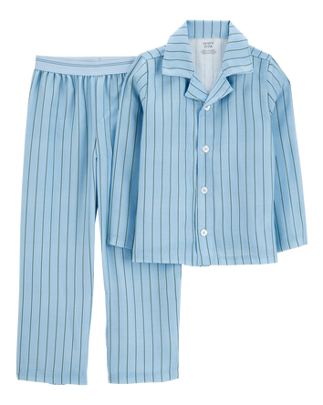 Kid Striped Loose Fit 2-Piece Pajamas - Blue, 
