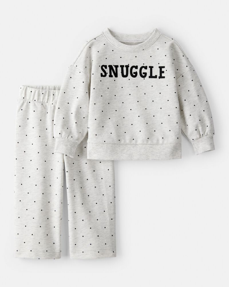 Baby Girl Snuggle Pullover & Pant Set - Grey, image 1 of 4 slides