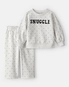 Baby Girl Snuggle Pullover & Pant Set - Grey, image 1 of 4 slides