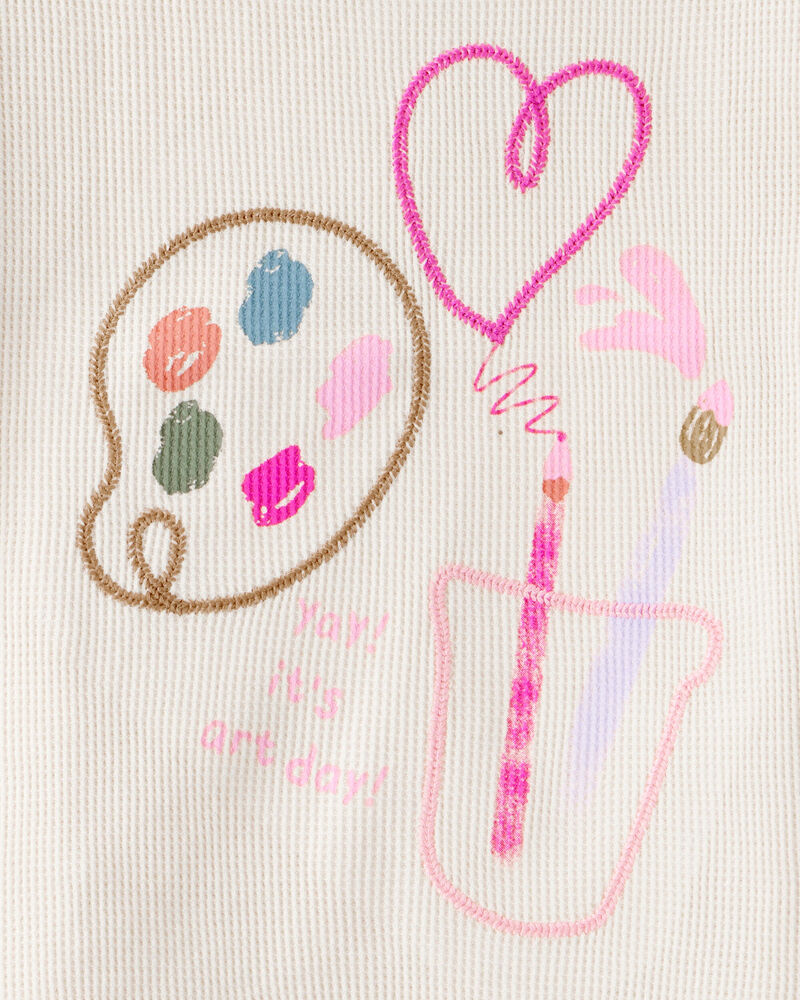 Toddler Girl 2-Piece Arts & Crafts Top & Cotton Cargo Joggers Set - Ivory/Green, image 4 of 10 slides