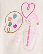 Toddler Girl 2-Piece Arts & Crafts Top & Cotton Cargo Joggers Set - Ivory/Green, image 4 of 10 slides