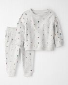 Baby Girl 2-Piece Organic Cotton Waffle Knit Set in Nature Icon Print, image 1 of 5 slides