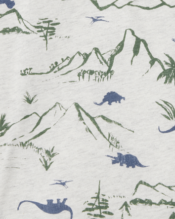 Baby Henley Dinosaur Print Shirt - Grey, 