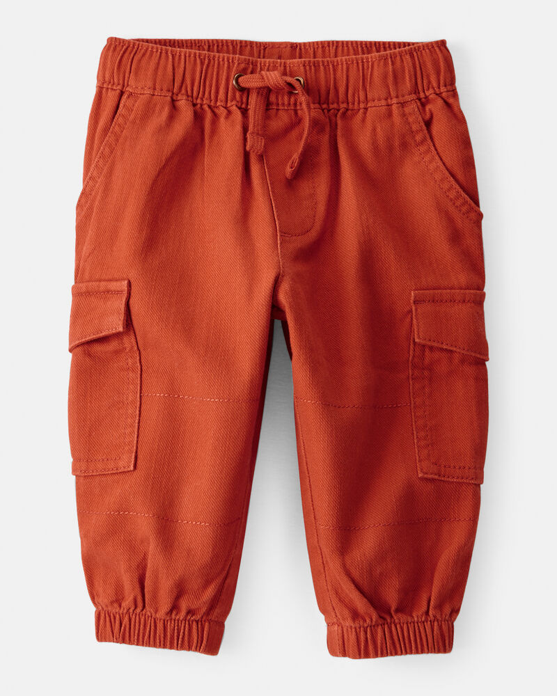 Baby Boy  Cotton Twill Pull-On Cargo Joggers - Orange, image 1 of 5 slides