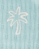 Toddler 2-Piece Floral Ribbed Tank Top & Pom Pom Dolphin Shorts Set - Turquoise, image 8 of 8 slides