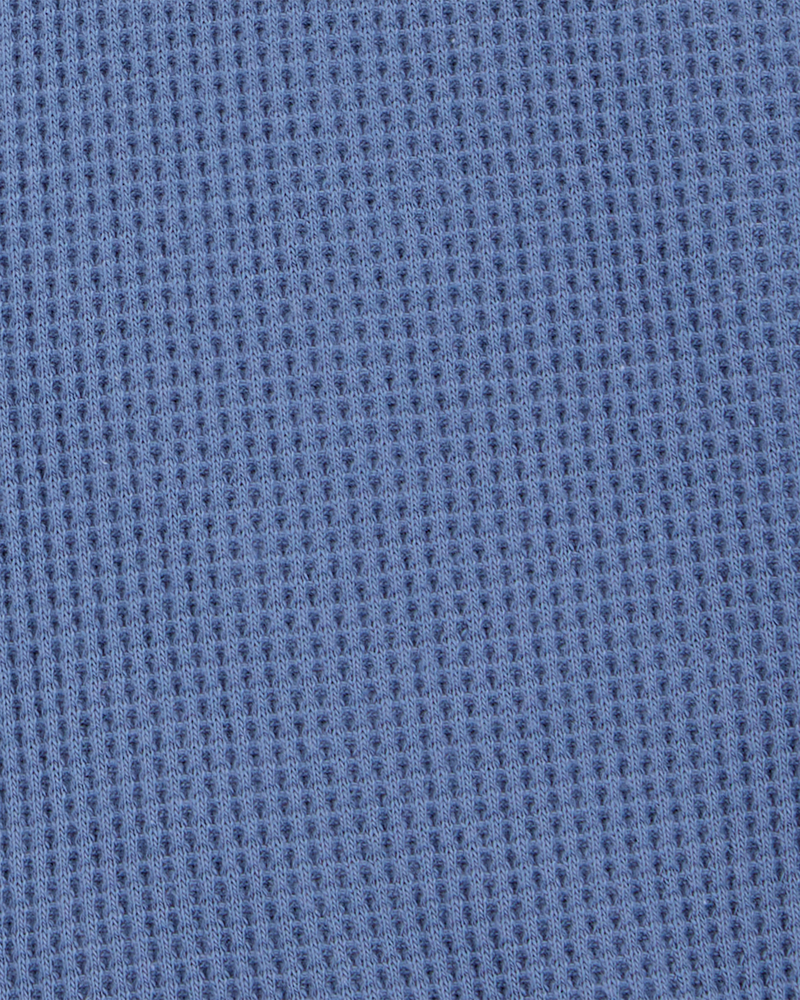 Baby 2-Piece Waffle Knit Hooded Pullover & Drawsting Shorts Set - Blue, image 7 of 7 slides