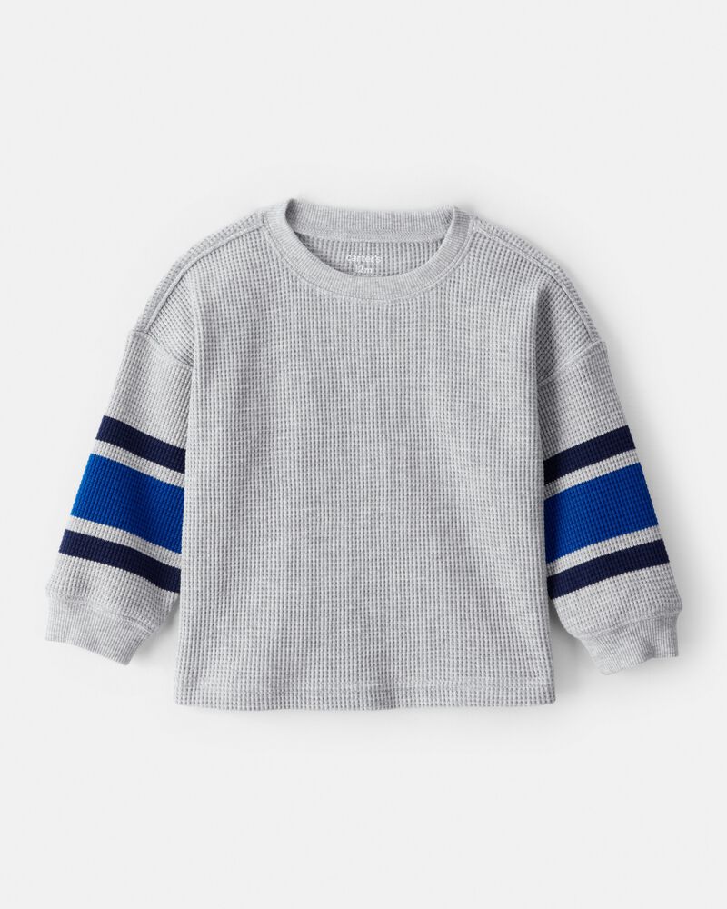 Baby Boy Thermal Long-Sleeve T-Shirt - Grey/Navy, image 1 of 3 slides