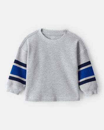 Baby Boy Thermal Long-Sleeve T-Shirt - Grey/Navy, 