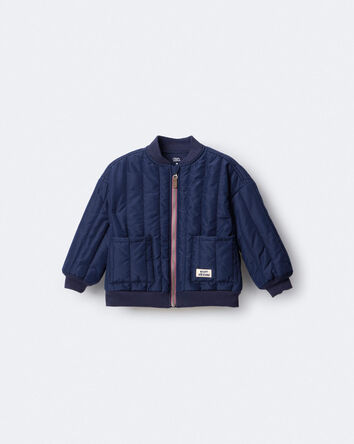 Toddler Quilted Bomber Jacket - Navy, 