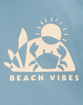 Baby 3-Piece "Beach Vibes" Rashguard Swim Trunk & Hat Set, 