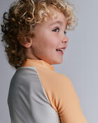 Toddler Boy Full-Zip Long-Sleeve Rashguard - Orange/Cream, image 4 of 6 slides