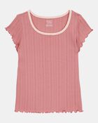Kid 2-Piece Pointelle Tee & Butterfly Maxi Skirt Set - Pink, image 3 of 5 slides