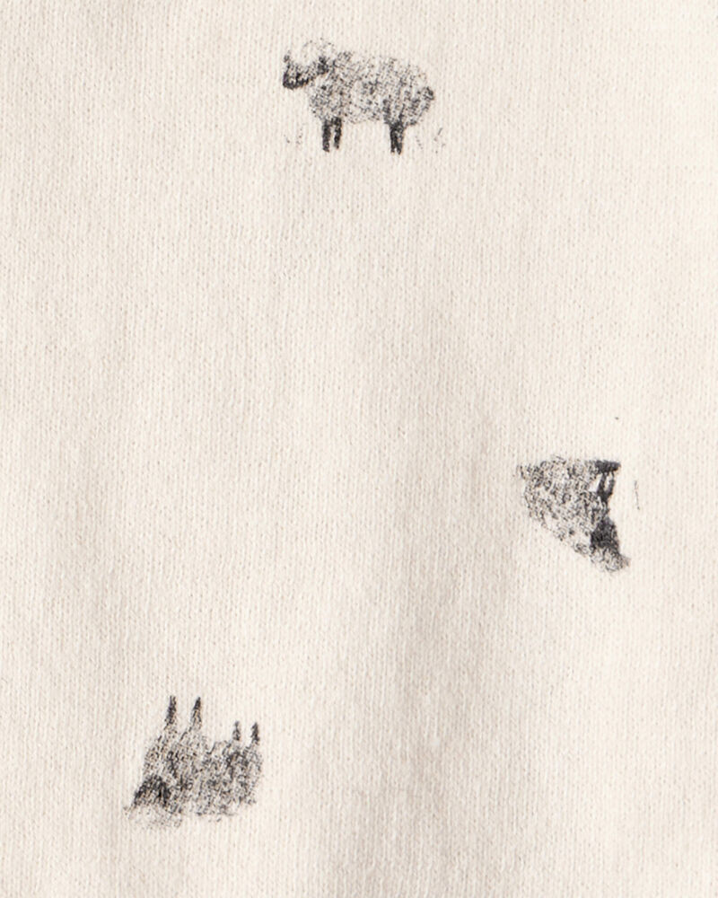 Baby Boy Sheep Print Cotton Long-Sleeve Tee & Pant Set - Ivory, image 2 of 3 slides