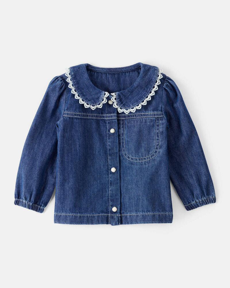 Baby Girl Western Denim Long-Sleeve Top - Blue, image 1 of 3 slides
