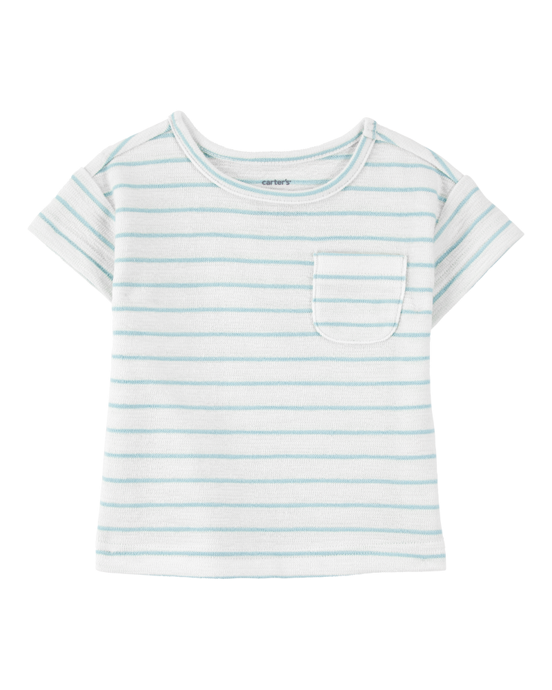 Baby 2-Piece Striped Pocket Tee & Pull-On Slub Jersey Shorts Set - Ivory/Mint, image 2 of 6 slides