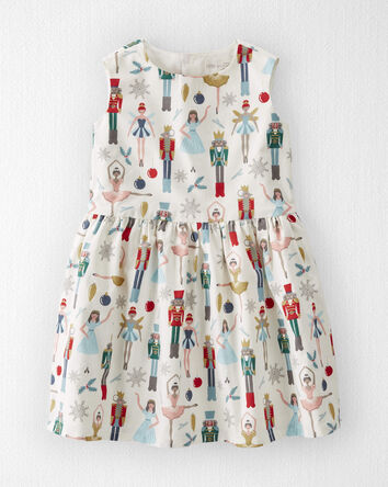 Toddler Girl Organic Cotton Dress in Nutcracker Print, 