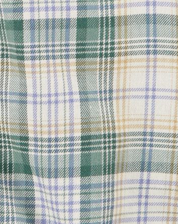 Baby Plaid Long-Sleeve Button-Down Bodysuit , 