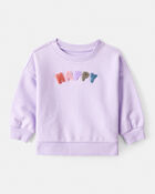 Baby Girl 2-Piece Purple Pullover Sweatshirt & Cotton Cargo Joggers Set - Purple, image 2 of 8 slides