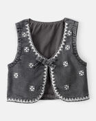 Baby Girl Western Denim Sleeveless Vest - Grey, image 1 of 4 slides