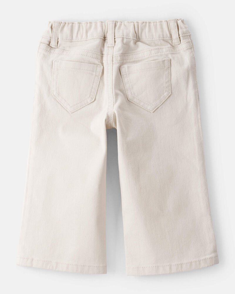 Baby Embroidered Stretch Denim Wide Leg Jeans - Cream, image 2 of 5 slides