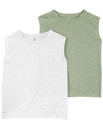 Kid 2-Pack Slub Jersey Pajama Tanks, 