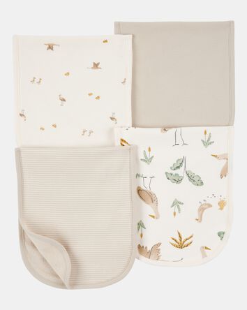 Baby 4-Pack Burp Cloths - Ivory/Brown, 