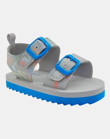 Toddler Boy Dinosaur Strappy Casual Sandals - Grey/Blue, 