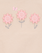 Toddler Floral Short-Sleeve Top - Tan, image 2 of 3 slides