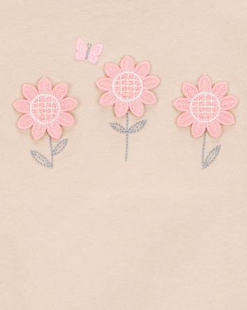 Toddler Floral Short-Sleeve Top - Tan, 