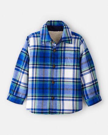 Toddler Boy Plaid Sherpa Lined Fashion Jacket - Blue, 