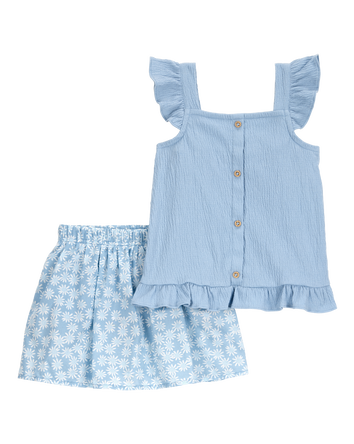 Toddler 2-Piece Floral Skort Set - Blue, 