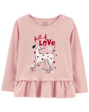 Baby Valentine's Day Dog Peplum Tee, 