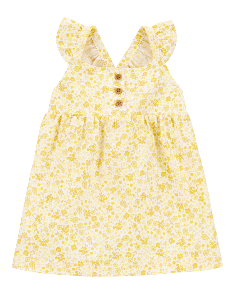 Baby Girl Floral Flutter Dress -  Yellow, image 1 of 4 slides