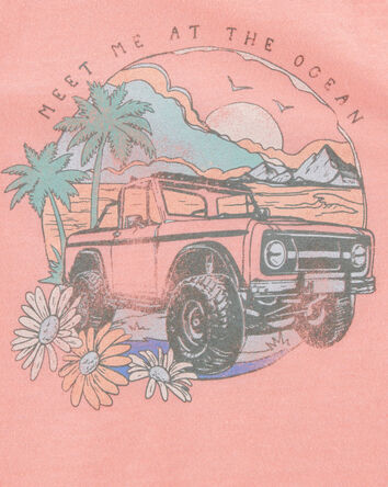 Girls Vintage Beach Muscle Tank - Coral, 