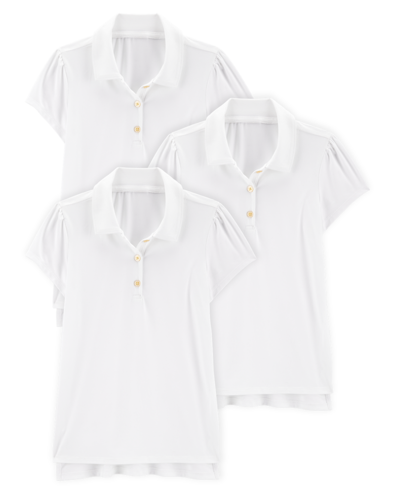 Kid 3-Pack Active Uniform Polo Shirts in Moisture Wicking BeCool&trade; Fabric - White, image 1 of 5 slides