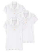 Kid 3-Pack Active Uniform Polo Shirts in Moisture Wicking BeCool&trade; Fabric - White, image 1 of 5 slides