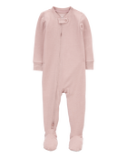 Baby Girl 1-Piece Striped PurelySoft Footie Pajamas, image 1 of 5 slides