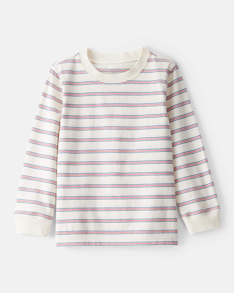 Toddler Boy Striped Long-Sleeve Tee - Cream, image 1 of 3 slides