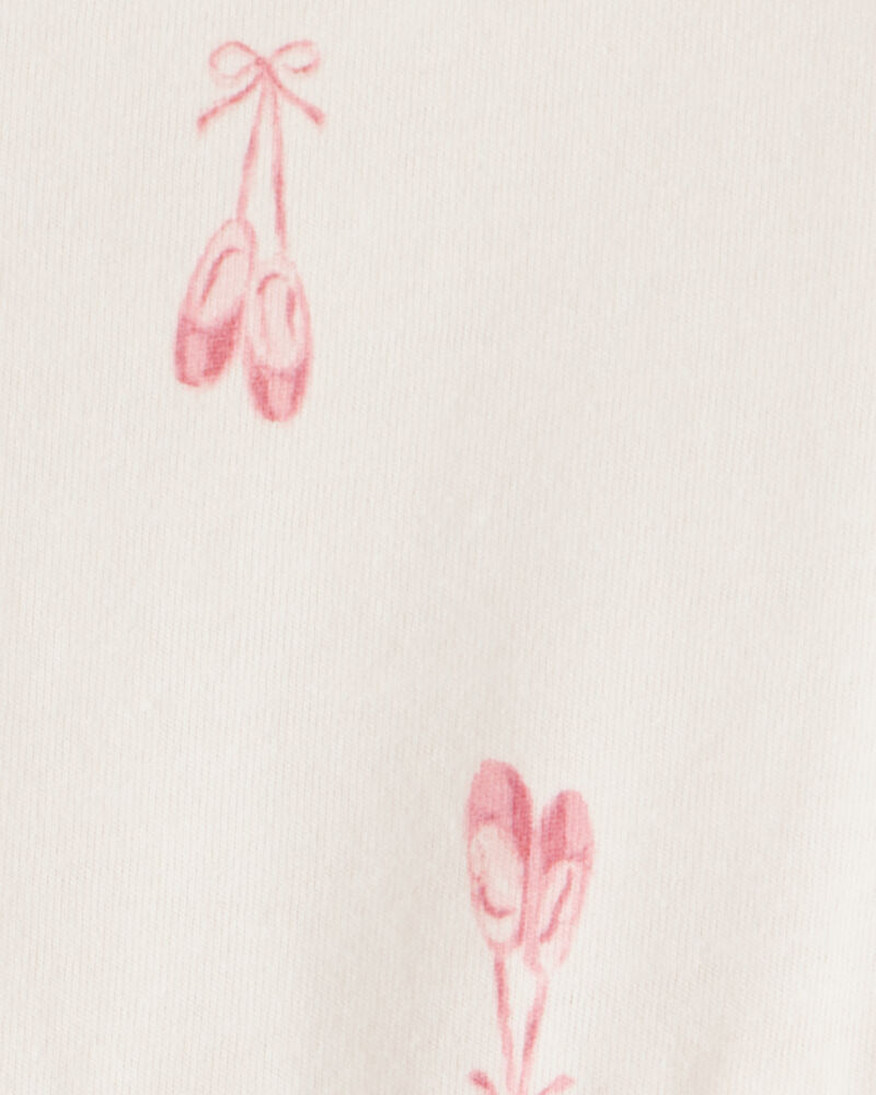 Baby Girl Ballet Slipper Print Long-Sleeve Dress - Ivory, image 3 of 4 slides