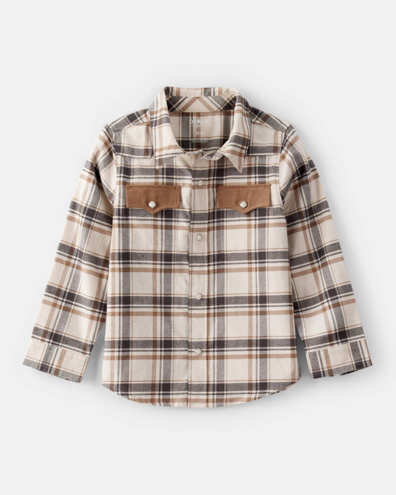 Toddler Boy Western Plaid Cotton Long-Sleeve Button-Down, image 1 of 4 slides